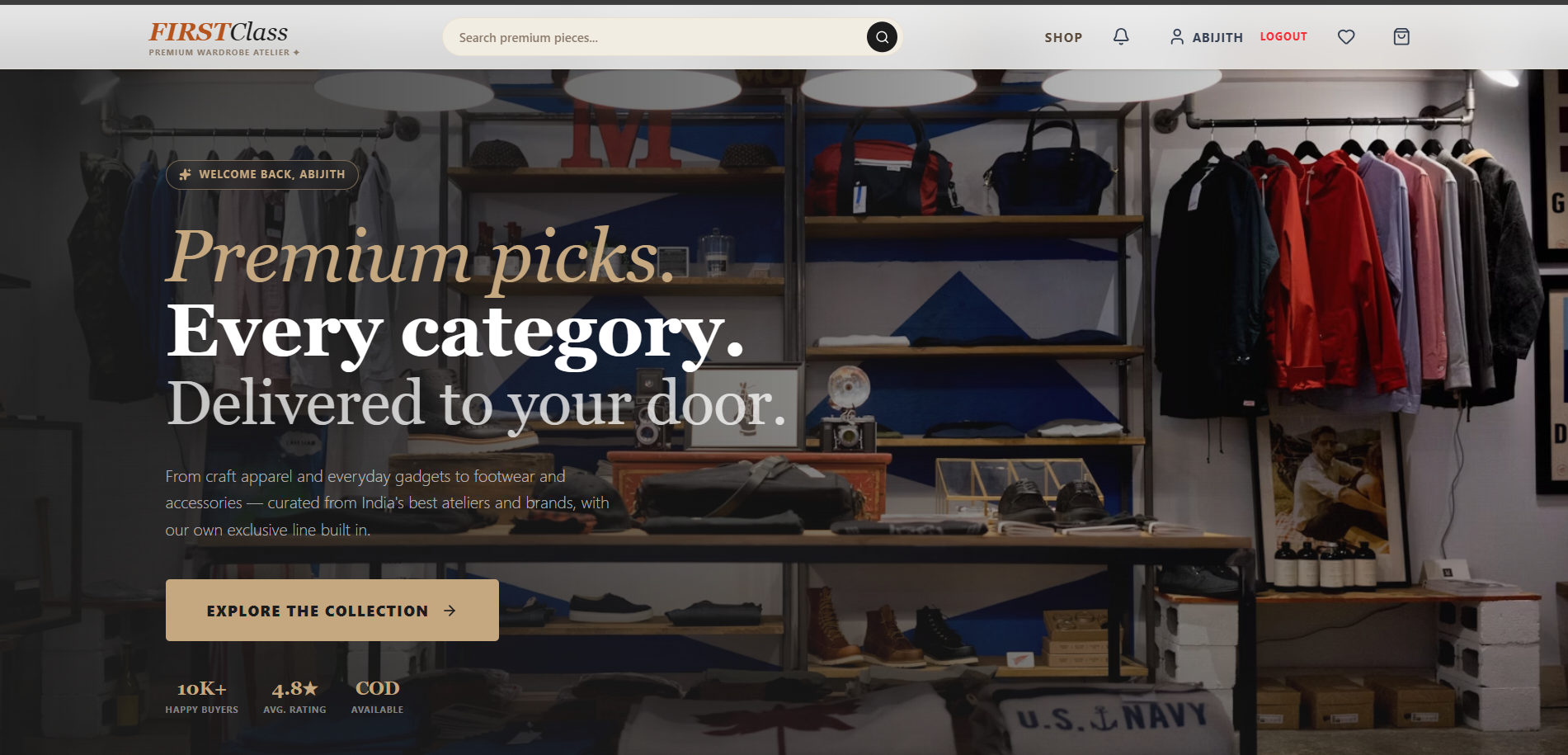 AI-powered ecommerce storefront showing personalised product recommendations on a dark, modern UI